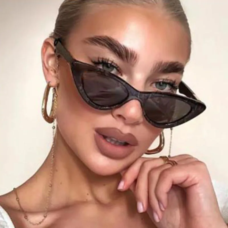 Cat Eye Fashion Sunglasses Women Vintage small Leopard Triangle Sunglasses Retro Female Eyewear UV400 Brand Designer Retro