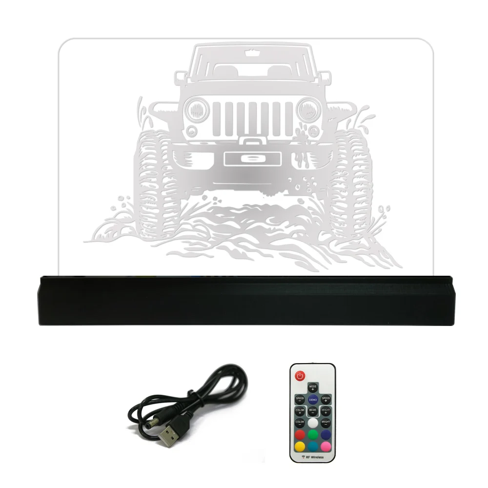 SUV Car Truck LED Nameplate Sign 4x4 Off Road Car Crossover Vehicle Modern Design Cool Lights Remote Controller Auto Show Decor