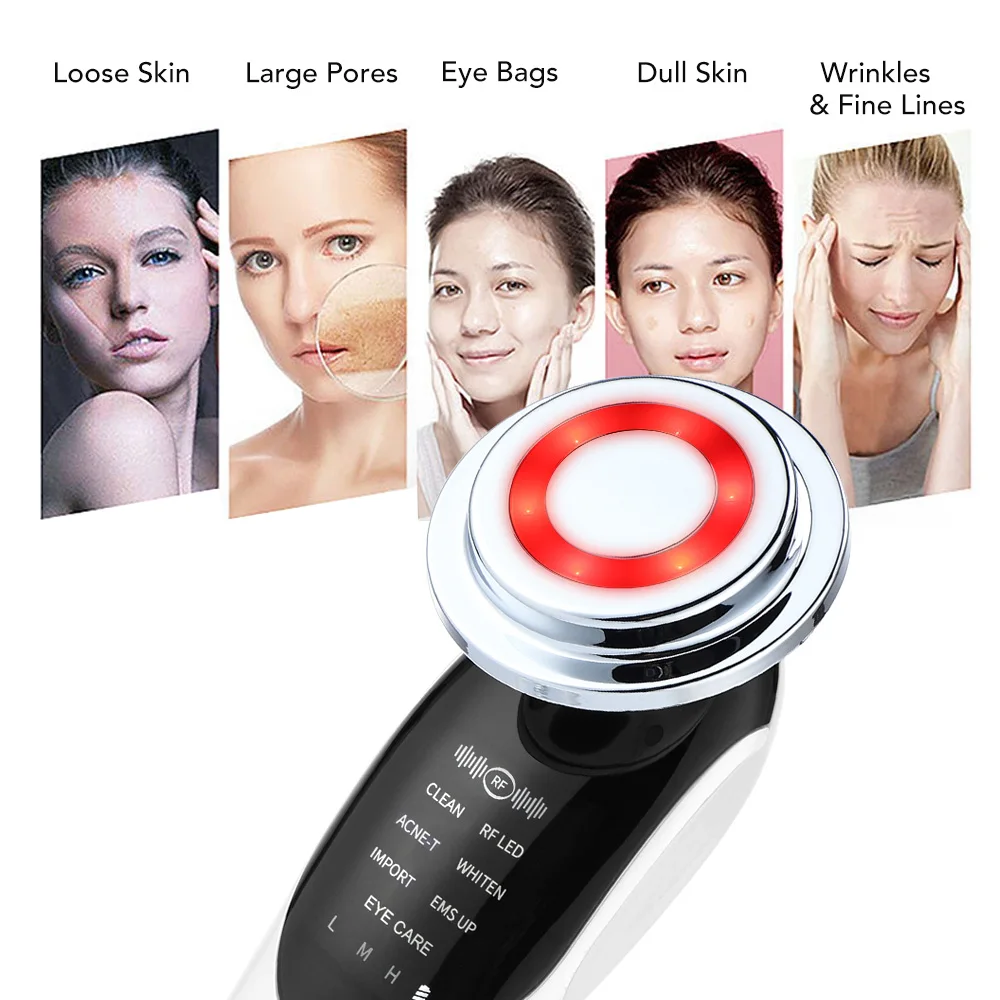 Facial Mesotherapy Electroporation RF Radio Frequency LED Photon Face Lifting Tighten Wrinkle Removal Skin Care Face Massager