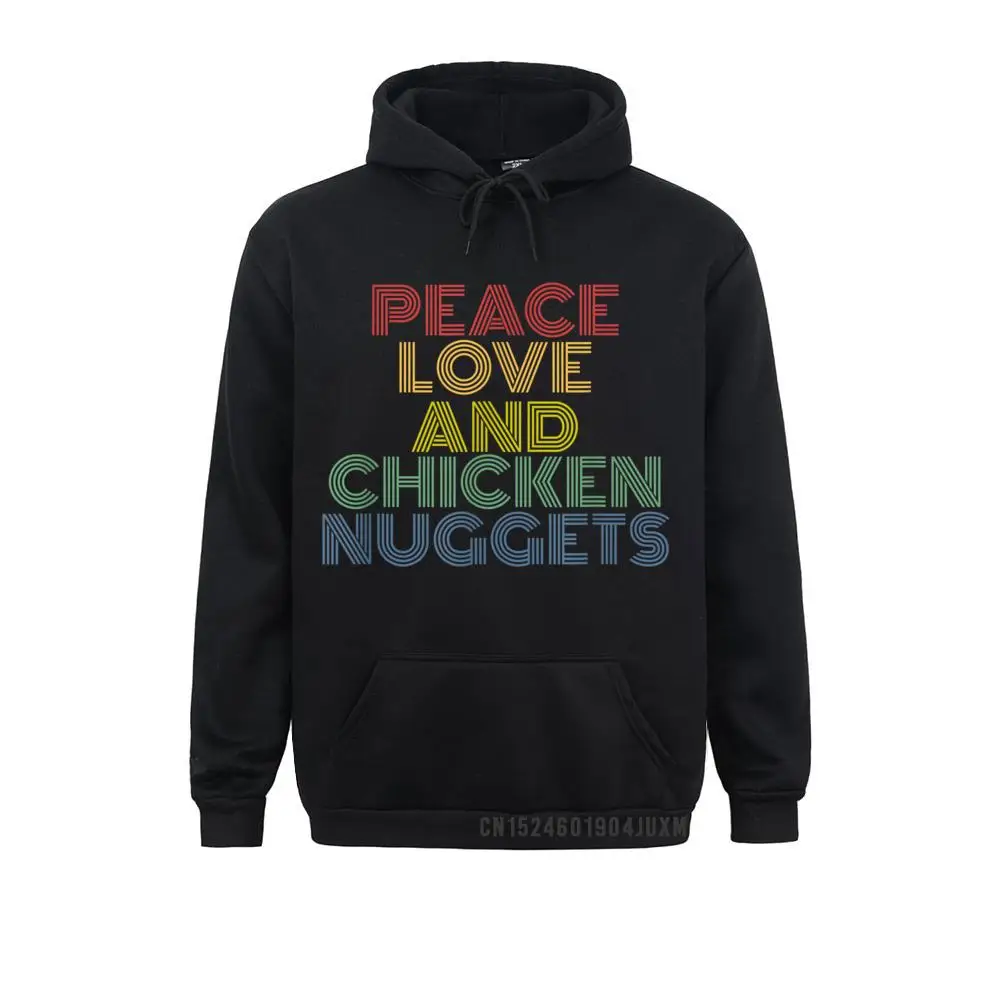 Peace Love dan Chicken Nuggets Manga Lucu Hoodie Lucu Kaus Pria Lengan Panjang Normal Lucu Tudung Gaya Sederhana