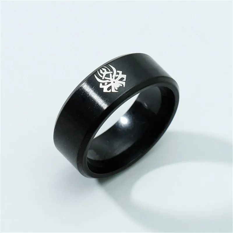  Black 8mm Titanium Ring For Men And Women Face Graph Ring