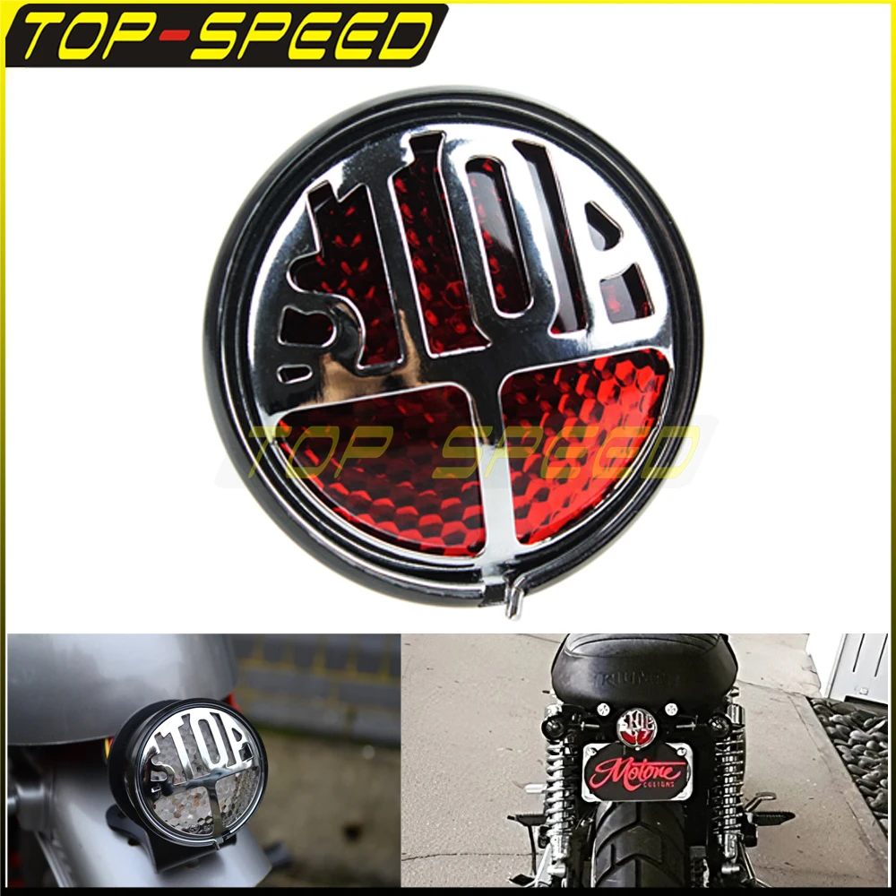 Miller STOP Lamp Motorcycle License Plate Holder Light Rear Brake Light For Harley Sportsters Chopper Custom Vintage Taillight