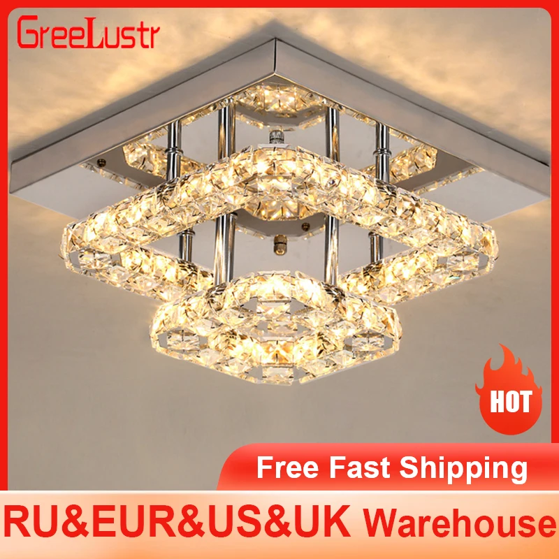 Modern Crystal LED Ceiling Light Plafon Stainless steel Ceiling Lamp Lighting Fixture for Dining Room Luminaria Lustres