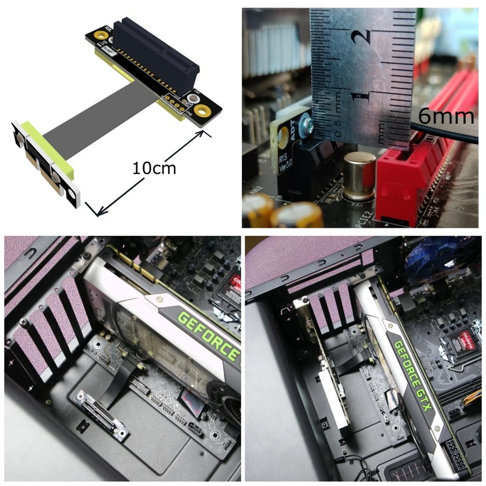 PCIE Riser PCIe 3.0X1 Đực X4 Dây Cáp EMI Che Chắn 8Gbps PCI-E 1x 4x Riser Bộ Mở Rộng dây Ruy Băng Khuỷu Tay Phải Góc Cạnh