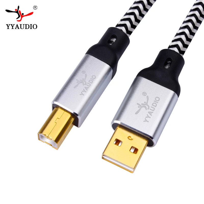 YYAUDIO Hi-End OCC silver plated USB audio cable data USB cable DAC USB hifi cable A-B usb cable