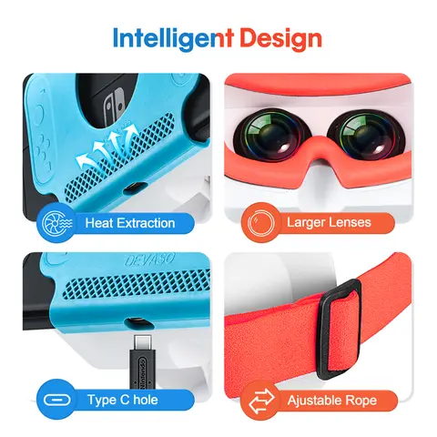 एनएस स्विच ओएलईडी वीआर हेडसेट चश्मा 3डी वर्चुअल रियलिटी मूवीज गेमर हेडबैंड चश्मा निन्टेंडो स्विच गेम्स एक्सेसरीज के लिए 6 best sales वीआर निन्टेंडो स्विच - №5