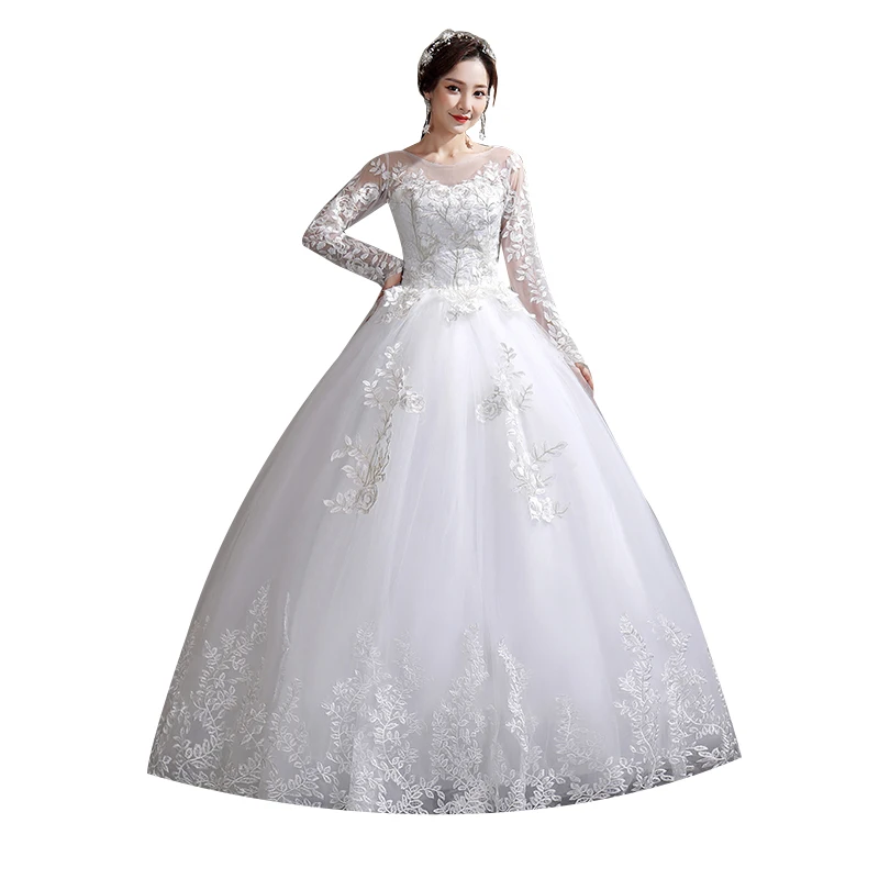 Hochzeit Kleid 2024 Neue Birde Langarm Ballkleid Luxus Spitze Brautkleider Vestido Noiva Robe De Mariee Plus Größe Angepasst