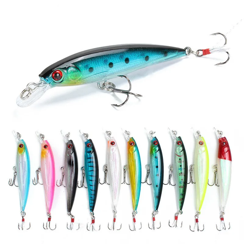 10 Colors Minnow Fishing Lure 90mm 7g Aritificial Japan Wobblers Crankbait Hard Bait Feather Tail Plastic Baits Pesca Isca