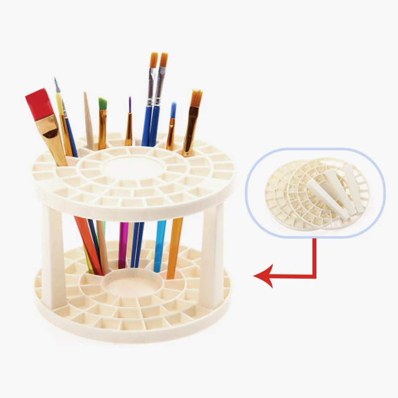 

Plastic Multi-function Porous Insert Penholder 49 Holes DIY Assemble Round Penholder Desktop Pen/Brush Container Storage Simple