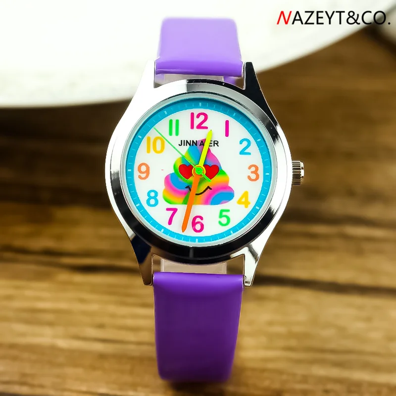 dropshipping new fashion children fun watch little boys girls cute cartoon jelly wristwatch kids halloween pu leather gift clock