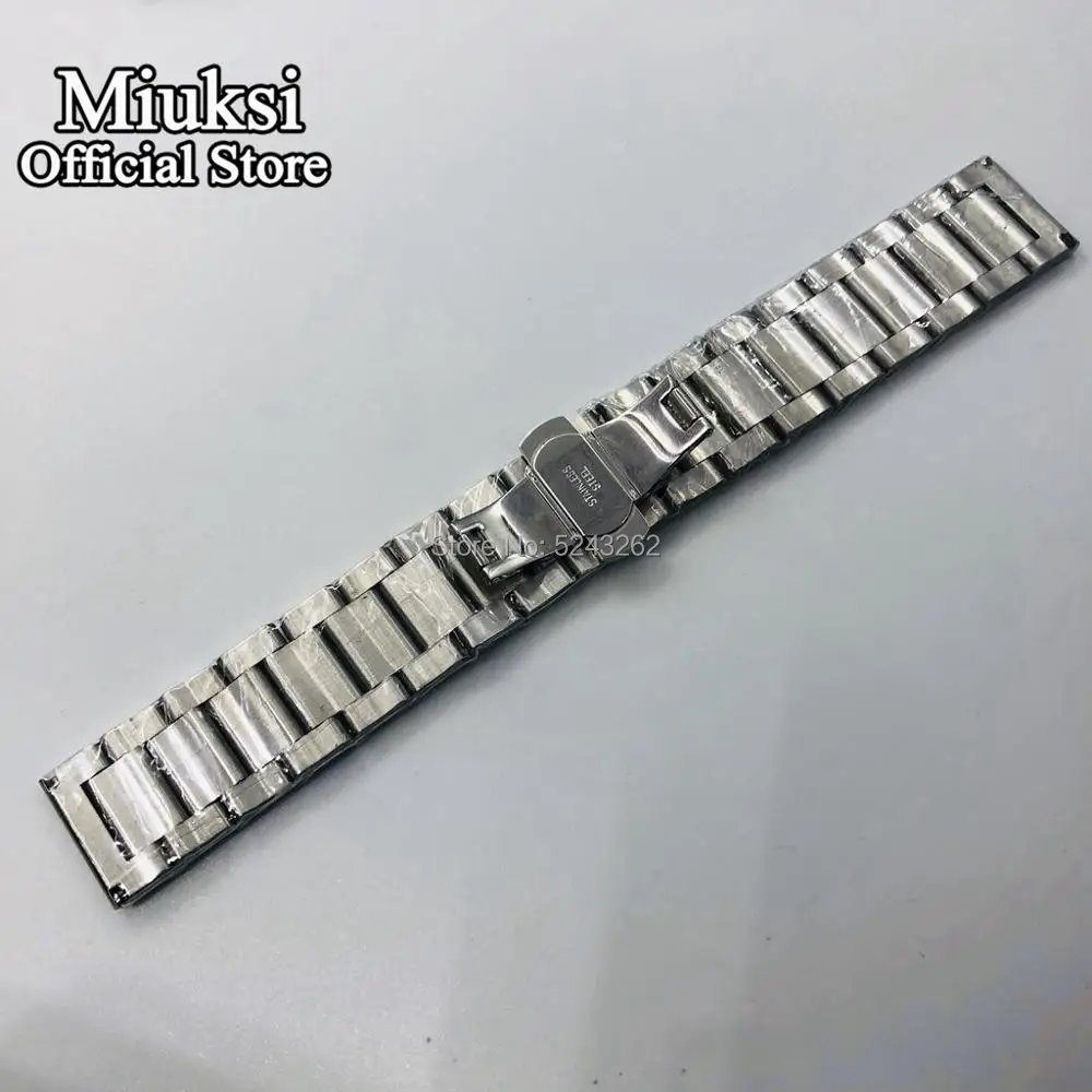 Miuksi 22mm solid 316L stainless steel strap butterfly buckle steel strip bracelet mens watchbands