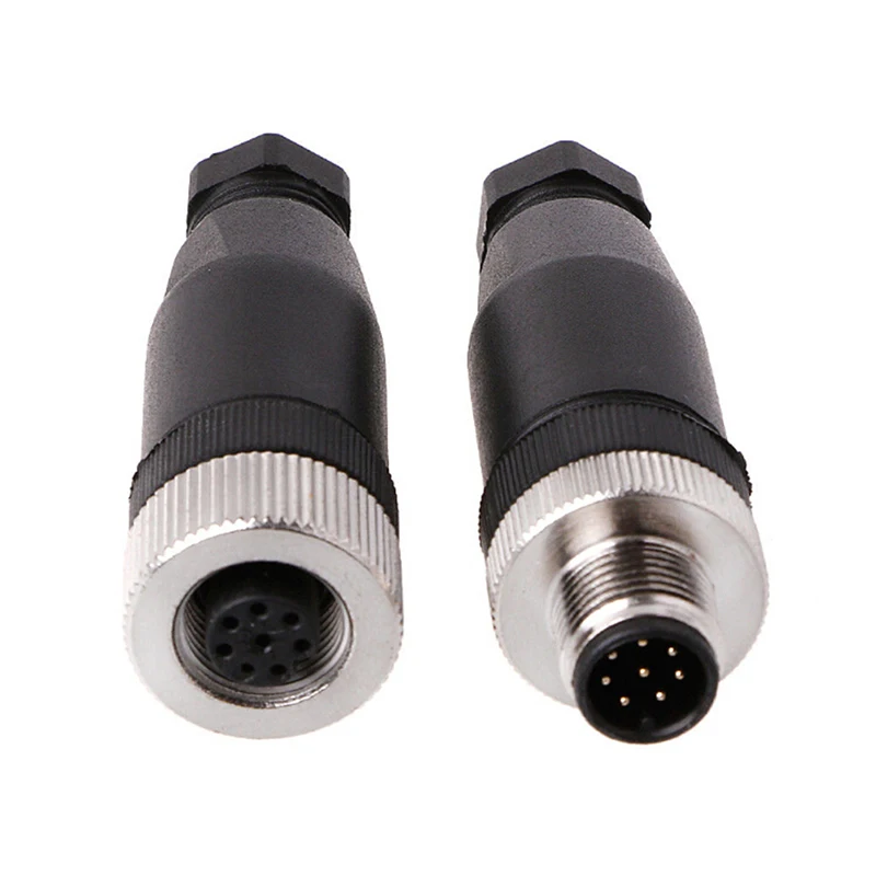 M12 Sensor Connector Waterproof Male&female Plug Screw Threaded Coupling 3/4/5 Pin