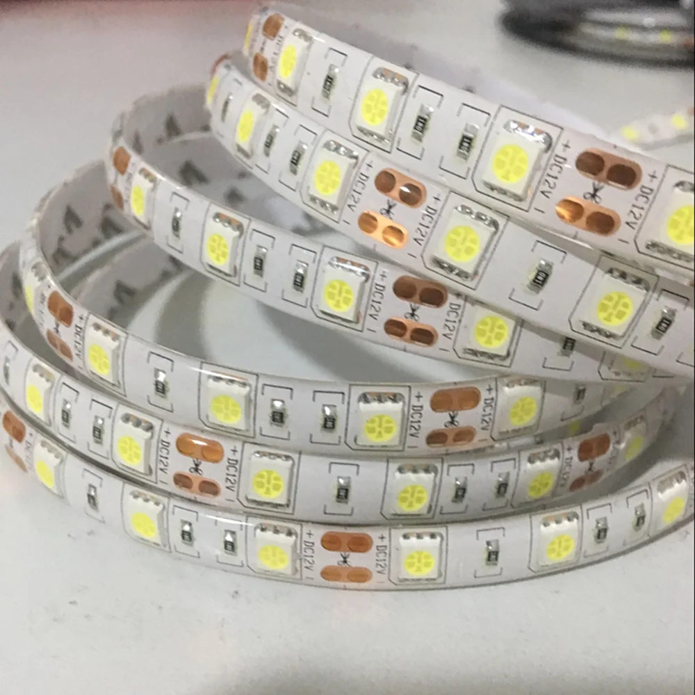 5M 5050 LED Strip Light 60LED/Meter Input 12V Safe Tape BSOD DIY White Red Blue Green RGBWW Pink Flexible Led Line 3M Sticker