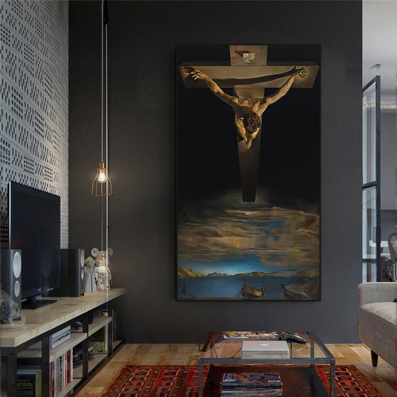 Jesus Crucifixion Vintage Religious Painting Portrait Canvas Print Wall Art Poster Picture Print for Living Room Home Decoration