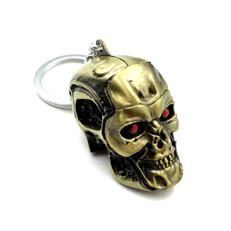 Movie Terminator Keychain Punk 3D Skull Head Key chains Keyring Metal Terror Punisher Skull Men Car Women Bag Pendant Jewelry