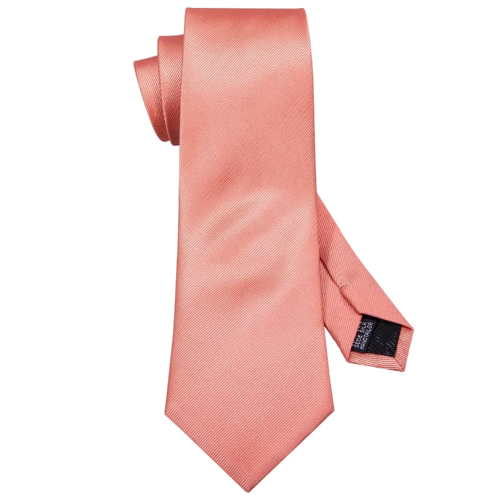 Barry.Wang 16 Styles Coral Pink Wedding Tie Peach Solid 100% Silk Ties For Men Wedding Party Business Luxury Brand Neckties Set