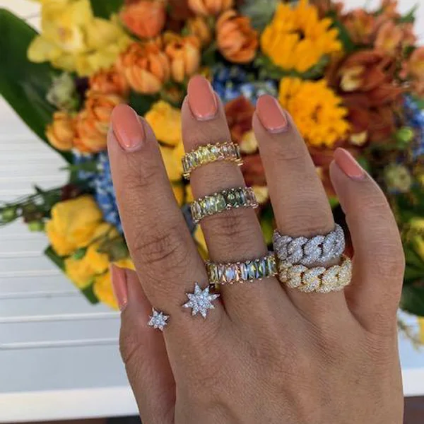cz star ring for girl women open adjusted size fashion trendy jewelry