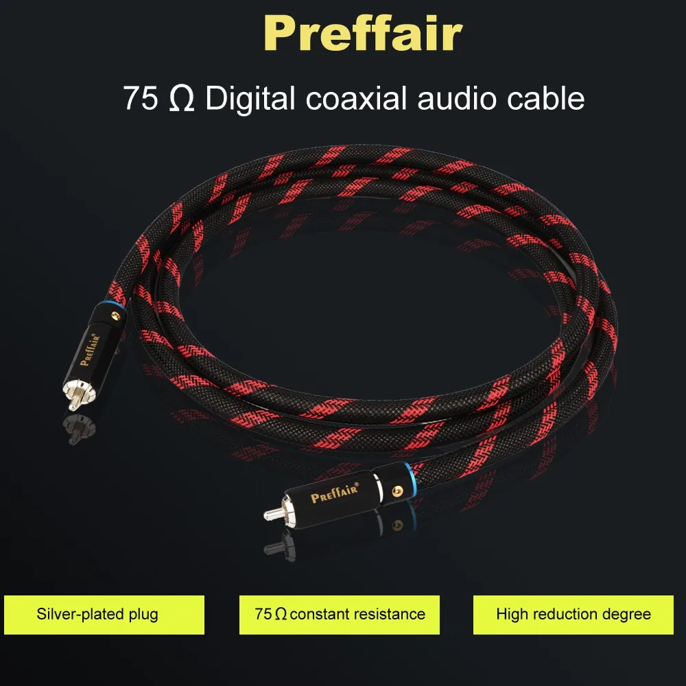 High Quality Preffair X414 Digital Coaxial Audio Cable with Silver plated RCA plug, HIFI Audio digital RCA CABLE