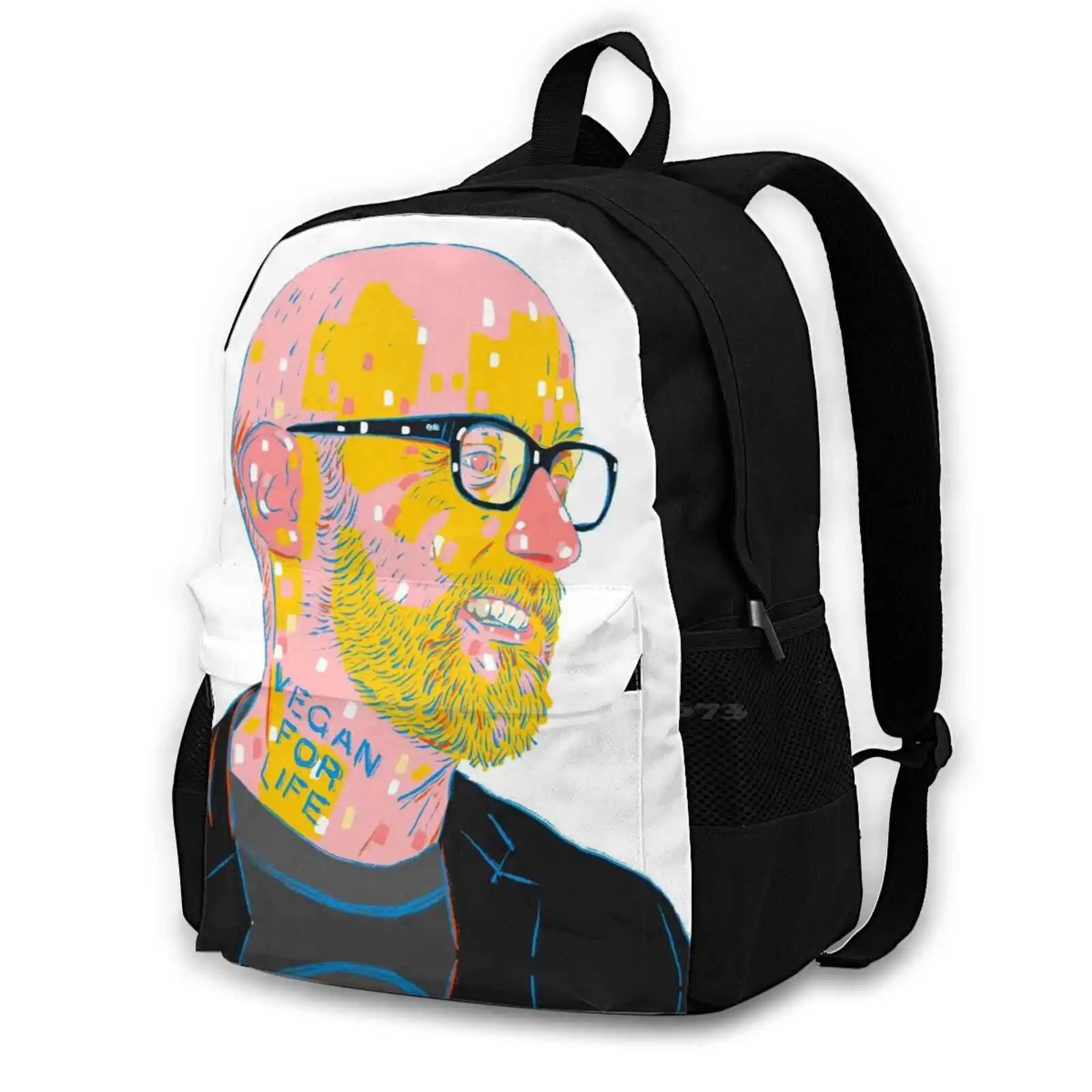 Bag Backpack For Men Women Girls Teenage Black Musician Portrait Fit Square Procreate Fresco