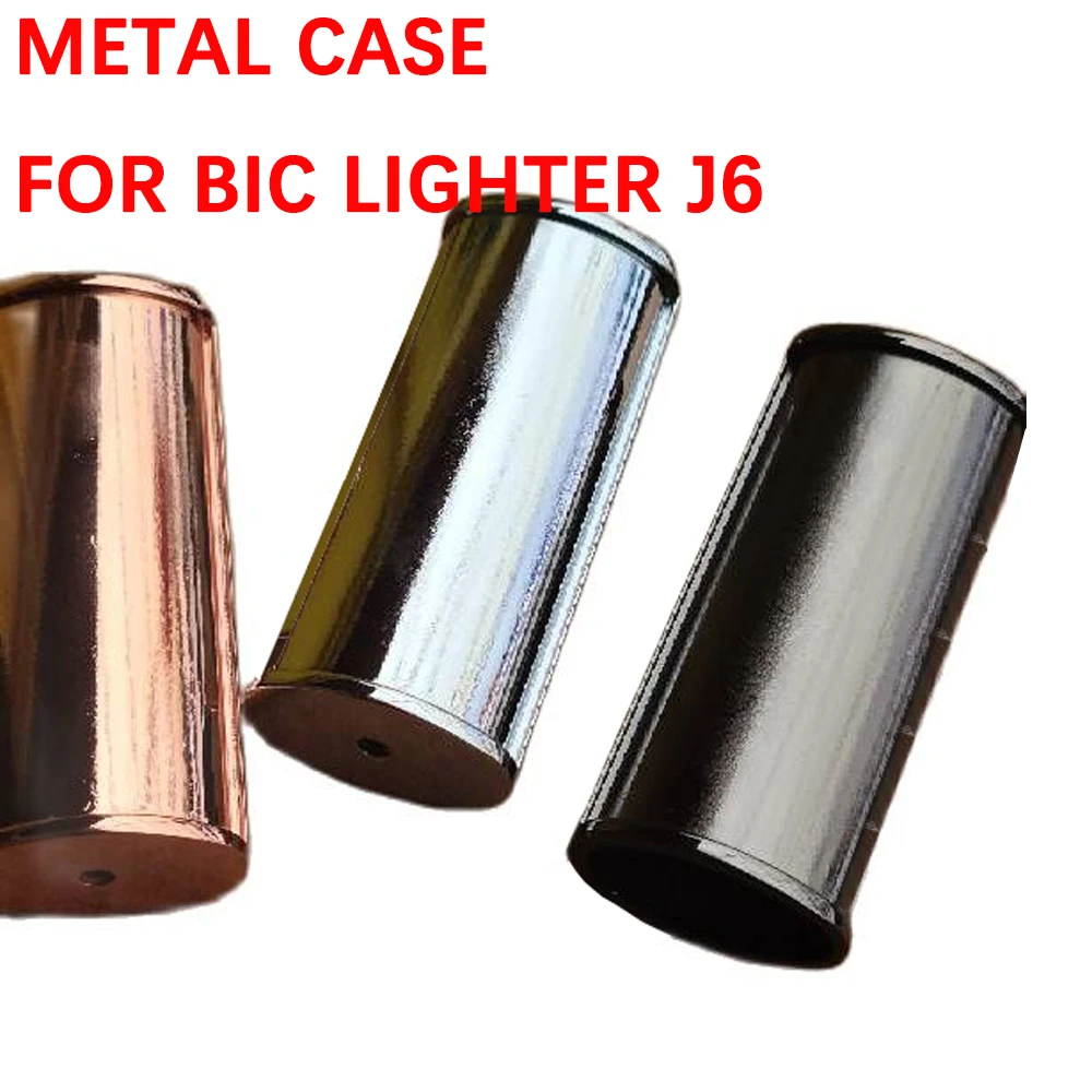 10pcs Zinc Alloy Metal Big Case Shell for Bic J6 Lighter Stripes On Side Can Covered with Decorative Leather 3 Colors