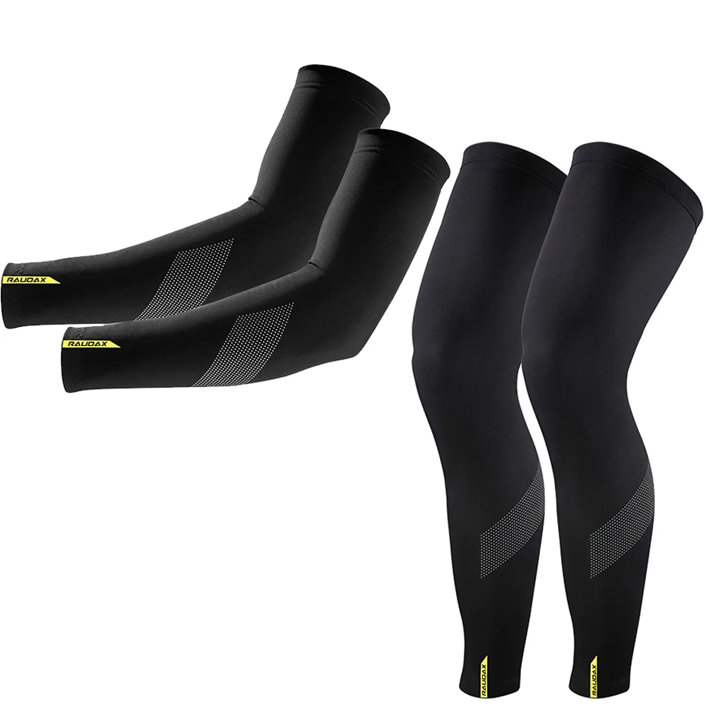 Raudax 2025 Thin Style Autumn Leg Warmers Black UV Protection Breathable Arm Warmer for Cycling Racing Bike Running