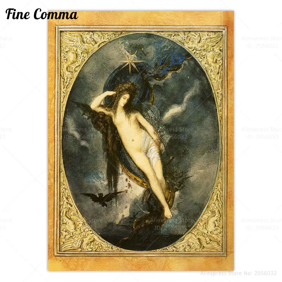 Nyx Night Goddess Gustave Moreau Vintage Poster Canvas Print Pagan Goddess Occult Gothic Baroque Painting Wall Art Home Decor