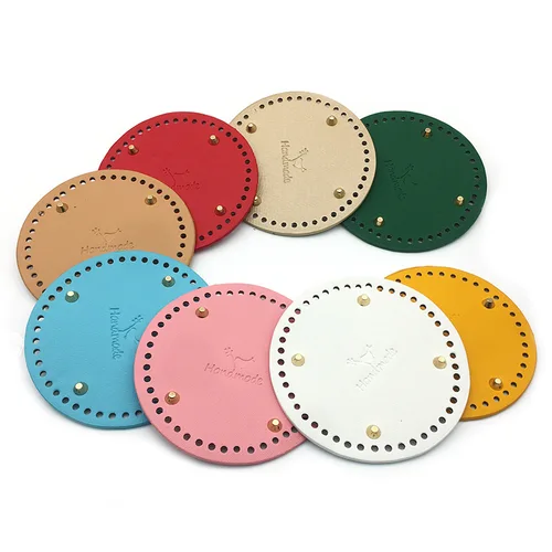 Imagen 2 del producto Fondo redondo de 15/18cm para bolso tejido, accesorios para bolso, parte inferior hecha a mano, almohadilla de ganchillo DIY, parte inferior de bolso de cuero PU para mujer