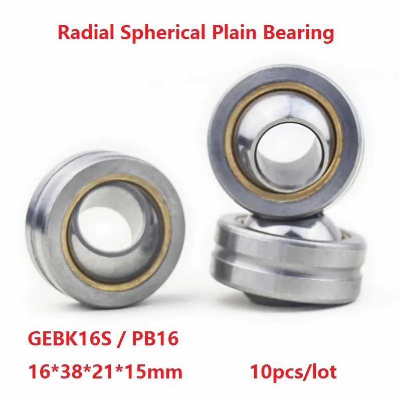 

10pcs/lot GEBK16S PB16 Self-Lubrication for 16mm shaft 16×38×21×15mm Radial Spherical Plain Bearing 16*38*21*15 mm