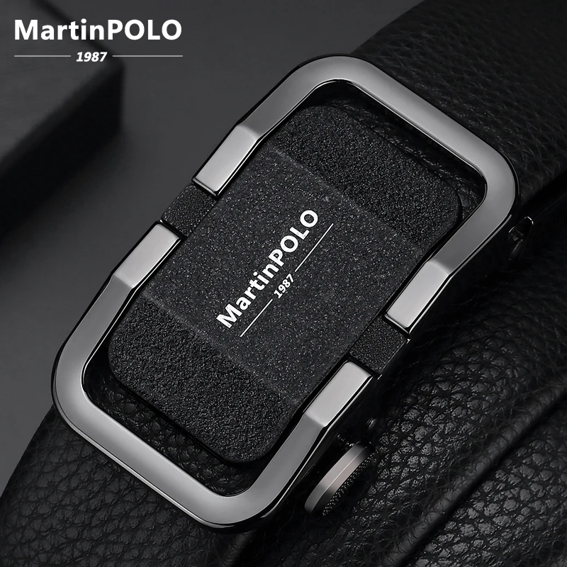 

MartinPOLO Genuine Leather Belt Men Cowskin Strap Luxury Belts For Male Alloy Automatic Buckle Fashion Belt Width 3.5cm