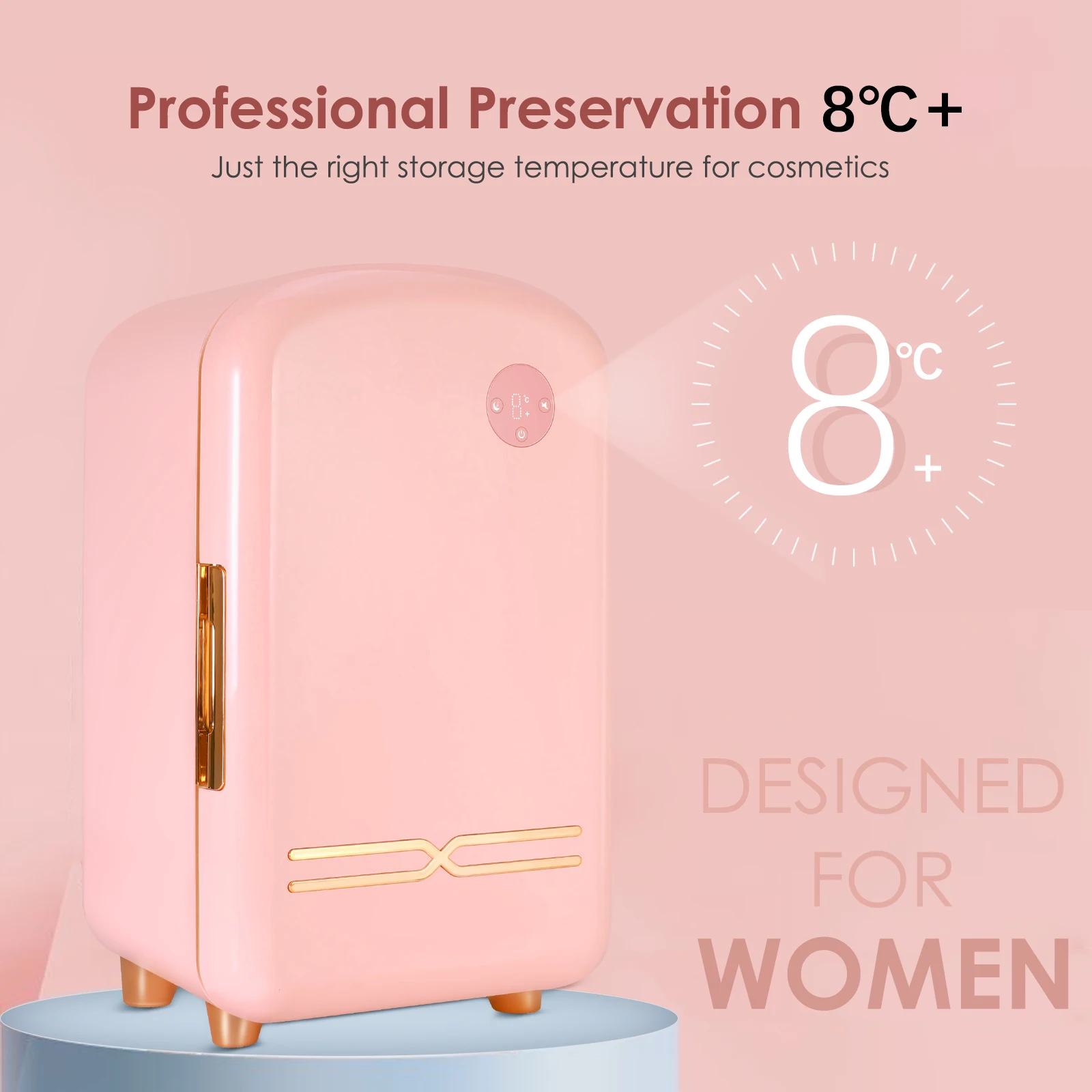 12L Professional Beauty Refrigerator Skin Care Cosmetics Small Refrigerator Intelligent  Pink Mini Makeup Cosmetic Fridge