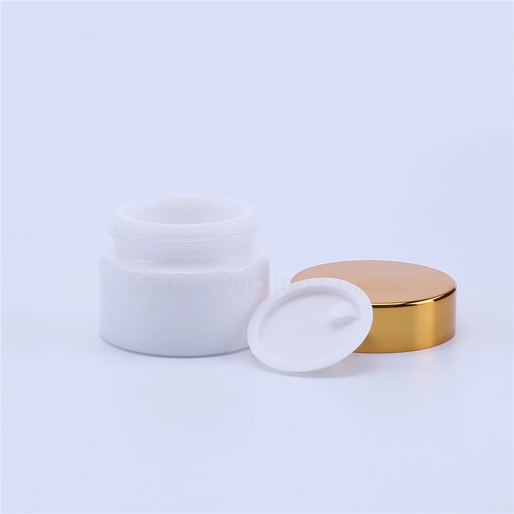 

300pcs 20g White Glass Cream Jars Cosmetic Packaging With Lid Plastic Caps & Inner Liners Round Empty Small Glass Jars