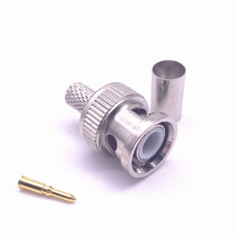 10pcs BNC Male Crimp Type Connector adapter plug for CCTV audio BNC Female Coupler Connector RG58/RG59/RG60 cable