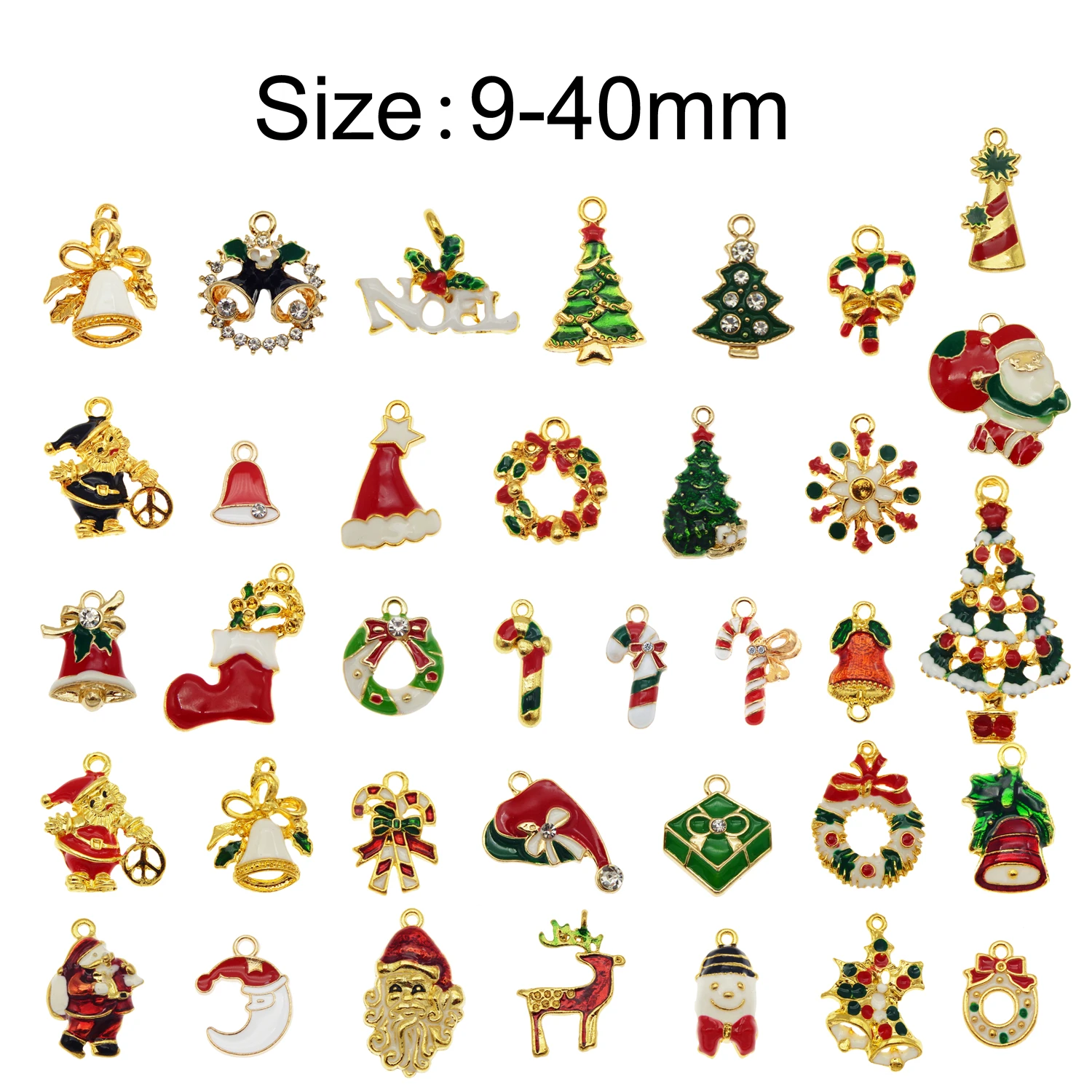 GraceAngie 10pcs Christmas Charms For Earrings Alloy Boot Snowman Moon Bells Tree Garland Elk Snowflake Pendants Jewelry Making