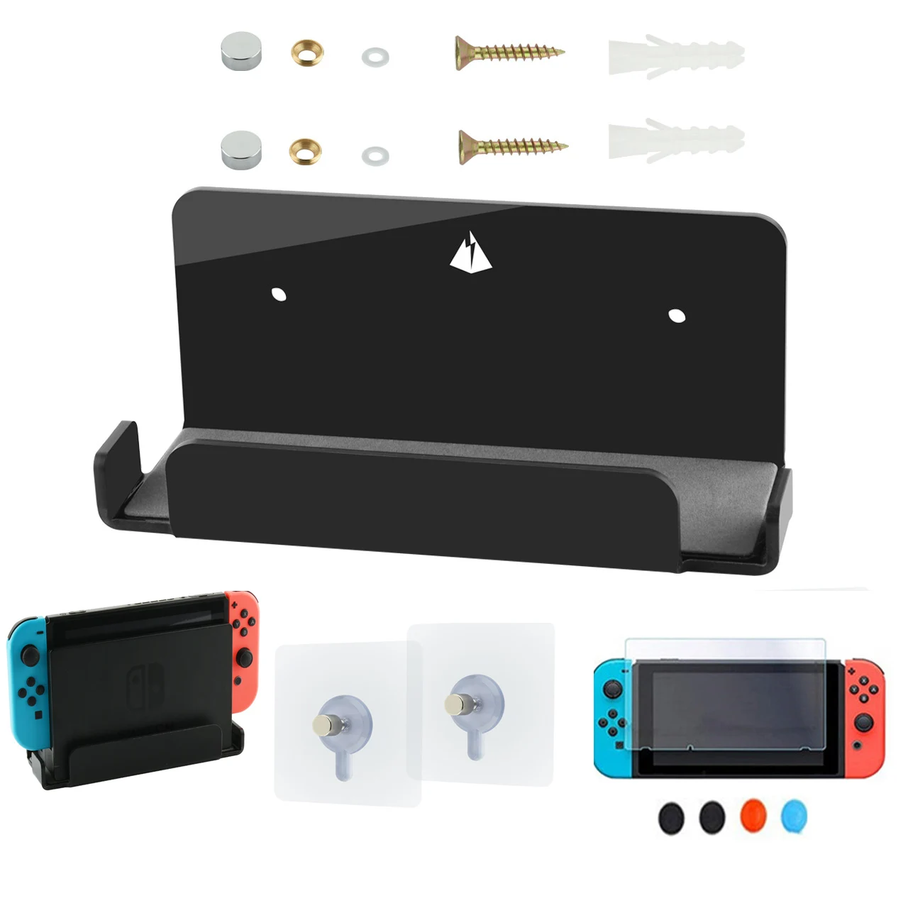 Dành Cho Máy Nintendo Switch NS Tay Cầm Treo Tường Giá Đỡ Dock Kệ Trưng Bày Bảo Quản Đứng Cho Nintendoswitch Cường Lực Bảo Vệ Màn Hình