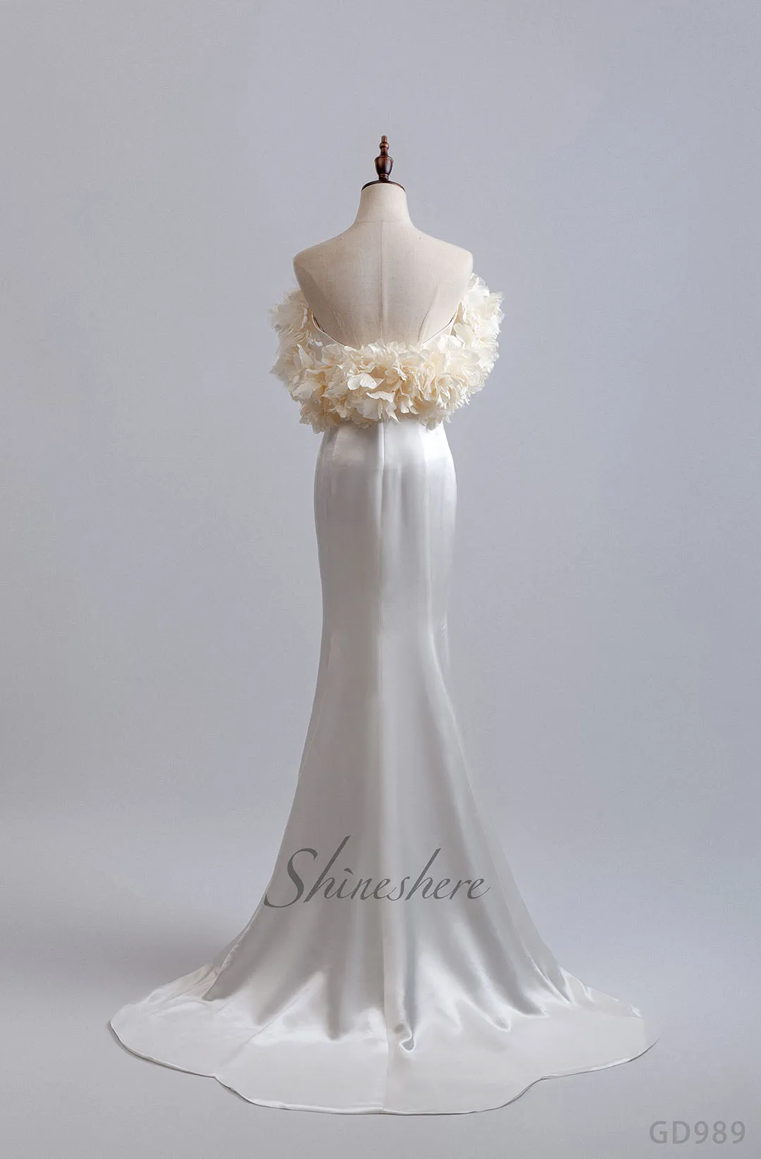 Jusere bridal dress elegant silk satin wedding dress off the shoulder flower bridla gown with sweep train