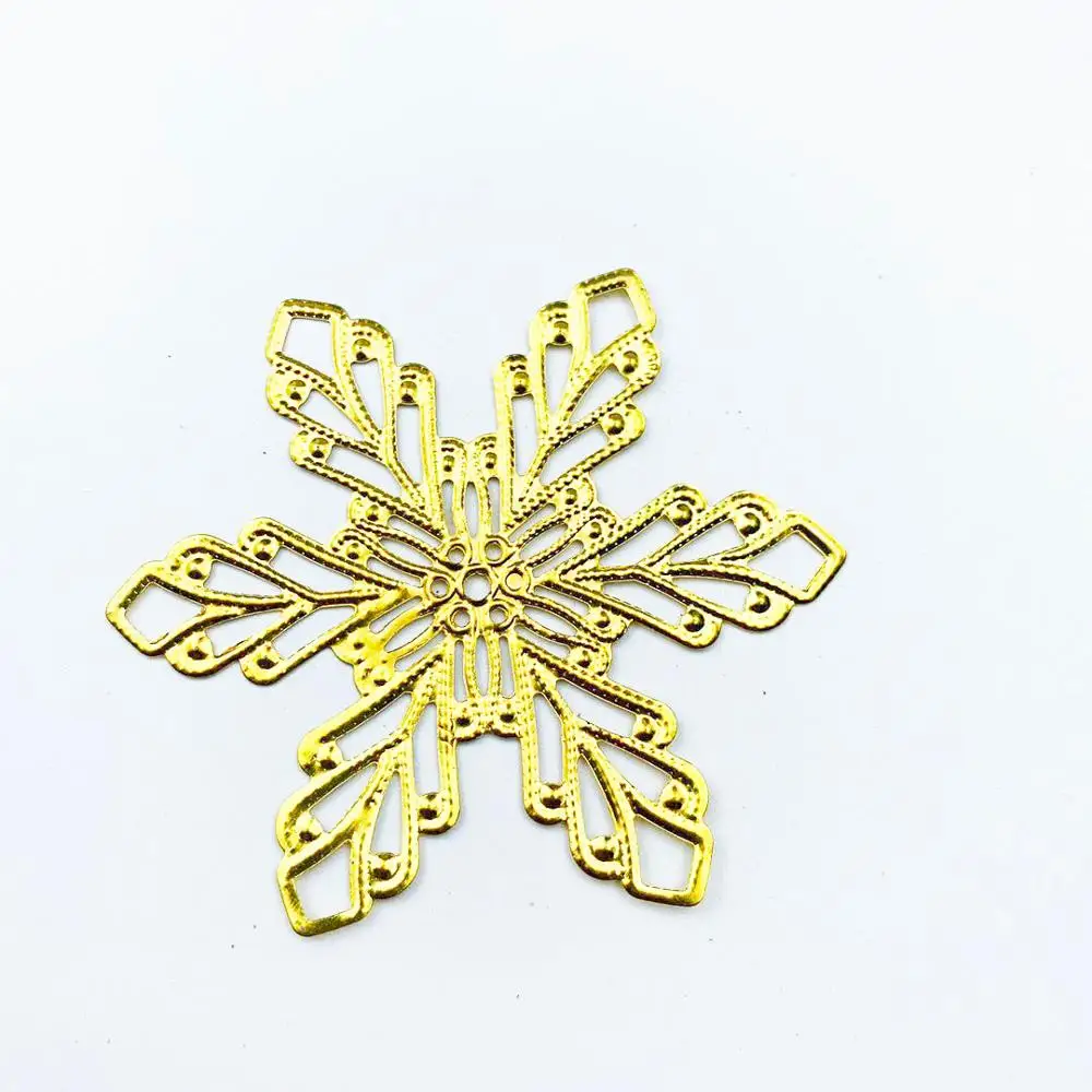 10 pcs/lot 70mm Snowflake  Metal Filigree Flowers Slice Charms base Setting Jewelry DIY Components Findings