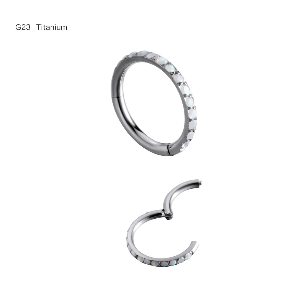 

10pcs/Lot G23 Titanium Opal Seamless Hinged Segment Ring Clicker Ear Cartilage Helix Tragus Nose Hoop Septum Shine 16Gx8 New