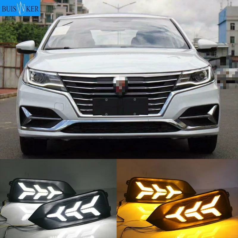 

For Roewe EI6 2019 LED Daytime Running Lights DRL Fog Lamp with Yellow Turn Signal Lamp