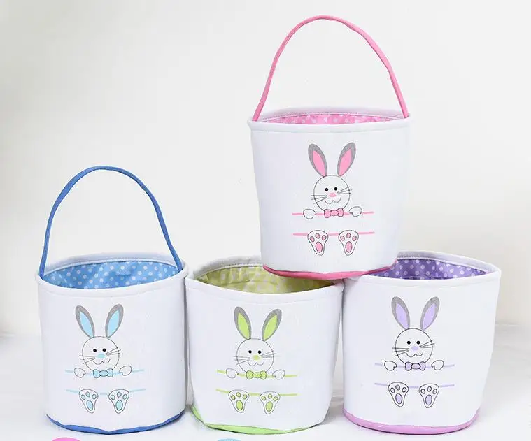 Party Easter Basket Canvas Buckets Personalized Easter Bunny Gift Bags Rabbit Tail Tote Bag SN2103