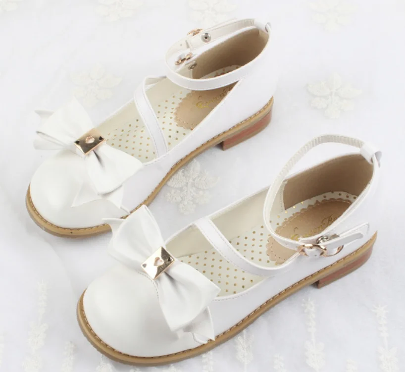 Japanese sweet student lolita shoes cute lace bowknot kawaii shoes vintage round head comfortable women shoes loli cosplay