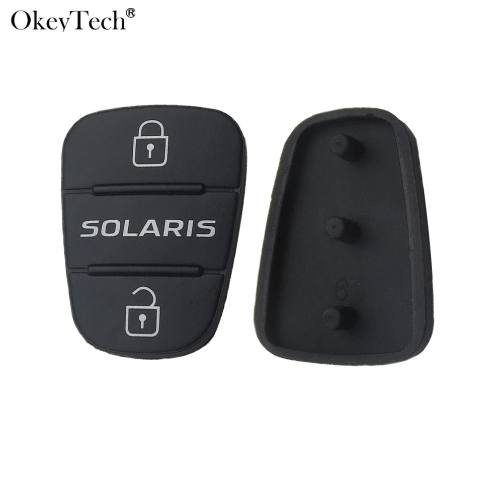 OkeyTech 1pc 3 Buttons Remote Key Shell Button Rubber Pads Replacement For Hyundai i30 i35 Solaris Key Case Cover Car Accessorie