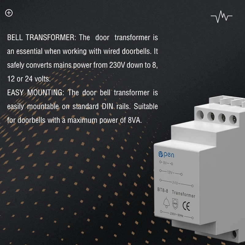 電気ドアベル変圧器,電気ベル変圧器,レールタイプ,リングと互換性,BT8-8