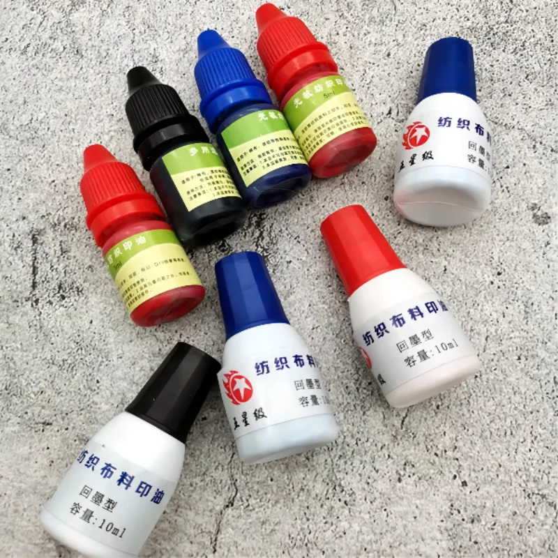 5ml and 10ml Ink Textile Clothes Waterproof Ink Special Ink for Students Children Name Stamp Printing on Clothing Wash Not Fade