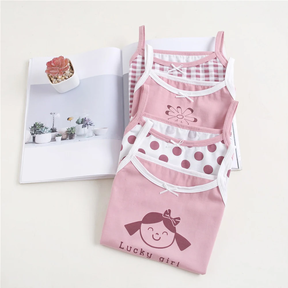 Summer Tank Tops For Girls Cartoon Underwear Young Teens In Lingerie Cotton Sport Top Children Undershirts 4pcs/lot