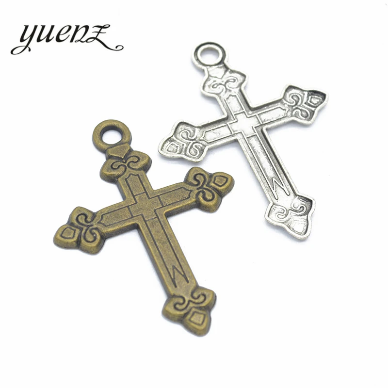 YuenZ 4pcs Antique silver color Charms cross Plated Pendants  Jewelry Making DIY Handmade Craft 55*42mm T21