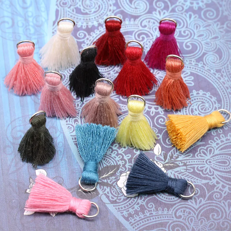 10Pcs 2cm Cotton Hang Ring Short Tassels Trim Pendant DIY Crafts Jewelry Earrings Clothing Home Textiles Fringe Trim Materials