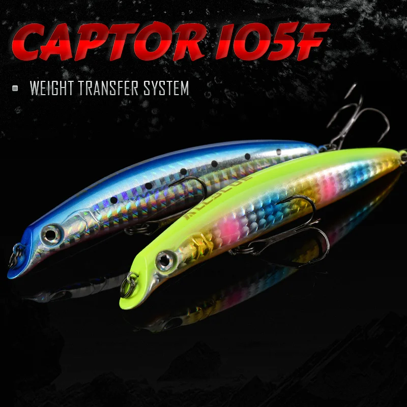 ALLBLUE CAPTOR 105F Fishing Lure 105mm 13g Floating Wobbler Long Casting Minnow Depth 0.5-0.8m Bass Pike Artificial Bait Tackle