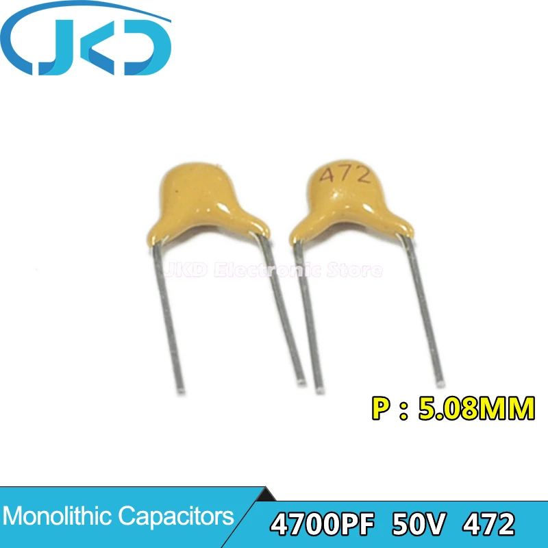 

100Pcs 50V 4700PF 472 4.7NF Monolithic Ceramic Capacitor