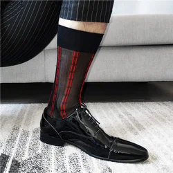 Tube Socks Dress Socks Gifts For Men Sheer Socks Exotic Formal Silk Socks Suit Men Sexy Transparent Stripe Business TNT Socks