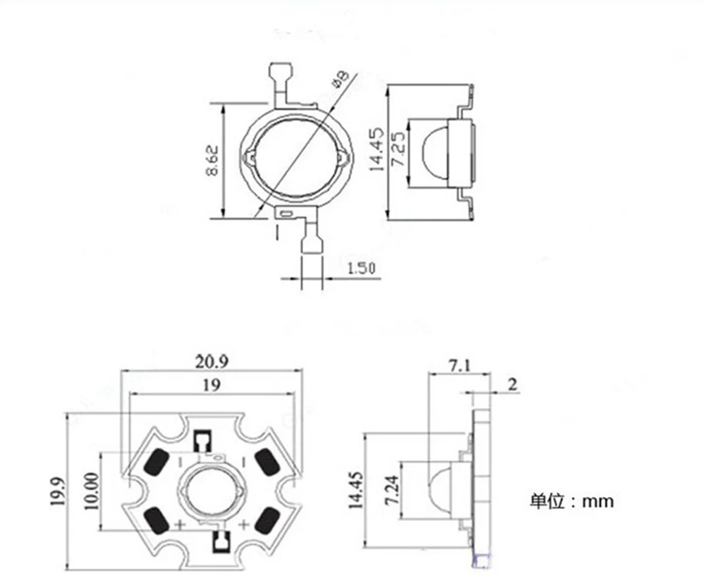 100 Stück 3 W Watt Hochleistungs-SMD-LED-Chip-Lichtperlen Weiß Rot Blau Grün IR UV mit 20 mm Leiterplatte